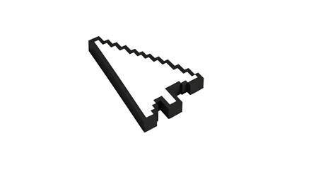 Detailed 3d render of a black arrow cursor on transparent background
