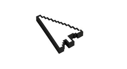 Detailed 3d render of a black arrow cursor on transparent background