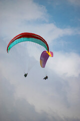 Paragliding over the clouds at Bir Billing Himachal Pradesh India. Clouds in the sky.