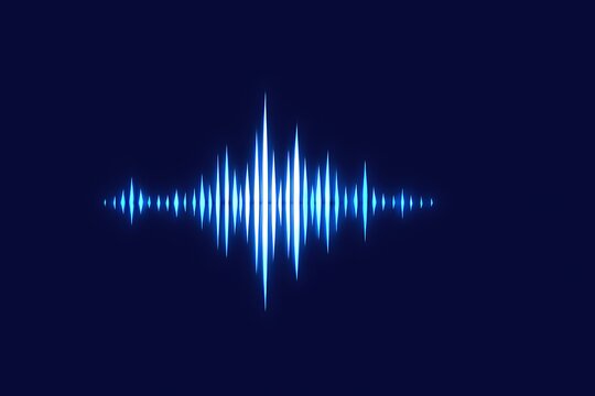 Abstract blue sound wave visualization on dark background