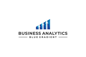 Blue Gradient Bar Chart Icon Showing Growth and Progress for Business Analytics


