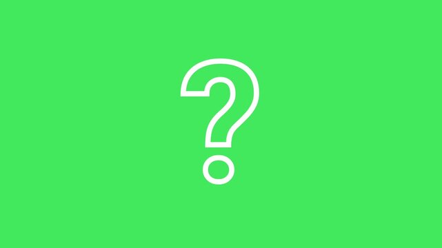 Animation of a white question mark shape icon on a green screen background