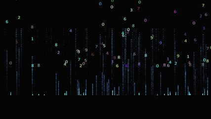 Abstract digital binary code matrix background with futuristic data streams, glowing numbers with 0 to 10 and modern technology cyberspace blue design - Powered by Adobe