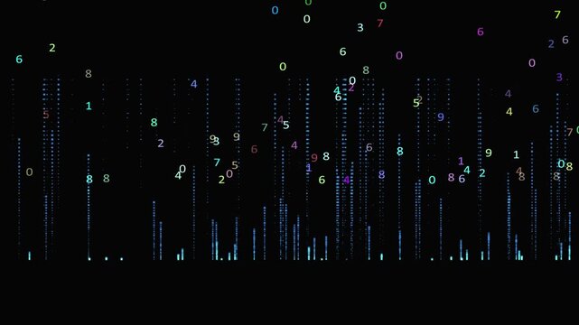 Abstract digital binary code matrix background with futuristic data streams, glowing numbers with 0 to 10 and modern technology cyberspace blue  design - Powered by Adobe