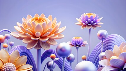 A whimsical garden of pastel flowers in full bloom, creating a dreamy and serene atmosphere