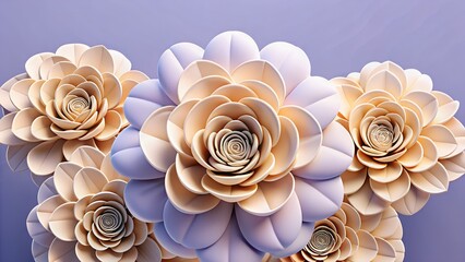 A beautiful arrangement of beige and lavender flowers creates a soft and dreamy floral composition