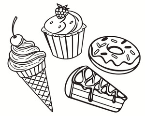 Hand drawn delicious desserts collection