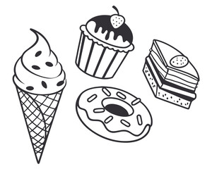 Whimsical hand drawn desserts collection