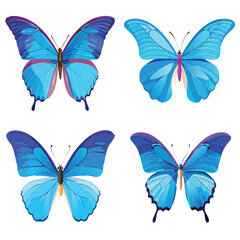 Obraz premium Colorful collection of flying morpho butterflies, beautiful nature insect illustration vector set