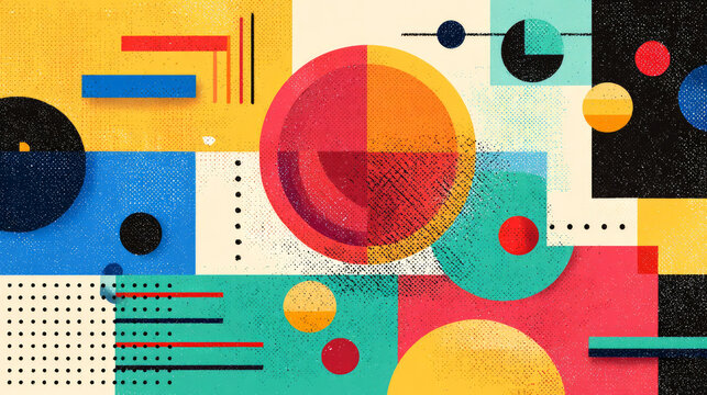 Bright geometric abstract background with vibrant shapes