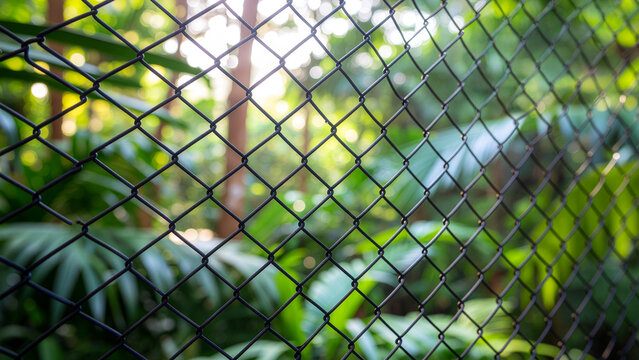 Minimalist Abstract Pattern of Geometric Metal Mesh Zoo Enclosure