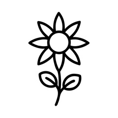 Simple Flower Outline Icon Illustration