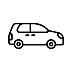 Compact Car Outline Icon Illustration