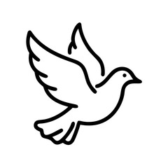 Flying Dove Line Icon – Minimalist Bird and Peace Symbol Outline