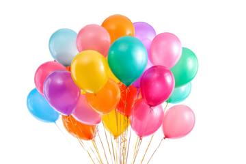 Bunch of colorful balloons isolated on transparent background