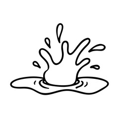 Obraz premium Hand-Drawn Splash Icon Illustrating Water Puddle for Creative Projects, Art Designs, Education Materials, and Graphic Content