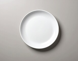 White Round Plate on Gray Background