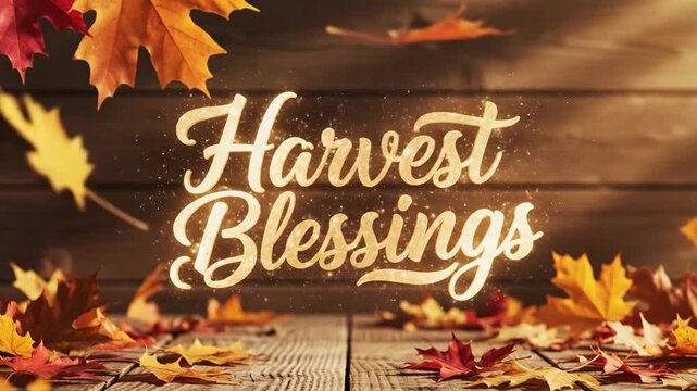 Bright autumn fall maple leaf pile on rustic wooden planks background. Seasonal Thanksgiving holiday decoration and cozy scene footage.