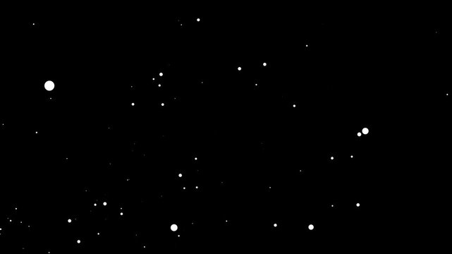 dust particles over black background, Loop white dust stars particles flying, small atomic dots debris isolated 4k. flying up snow in an overlay, Fire Sparkle Dots, sparks or ember Black Background. 