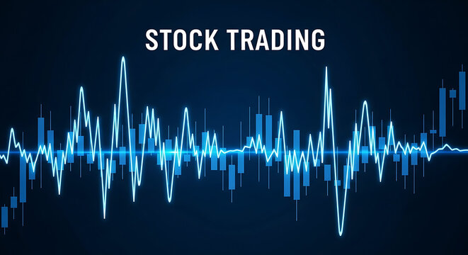 Blue stock trading graph with glowing neon line and text chart finance - Powered by Adobe