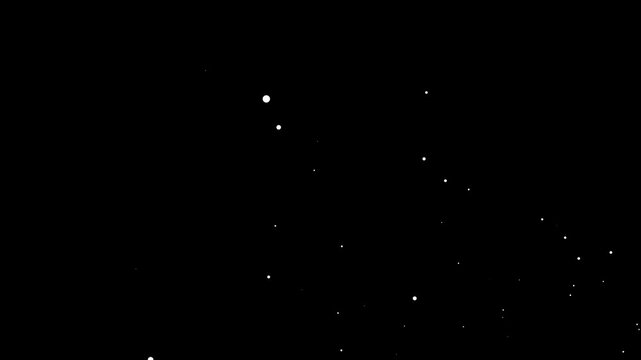 dust particles over black background, Loop white dust stars particles flying, small atomic dots debris isolated 4k. flying up snow in an overlay, Fire Sparkle Dots, sparks or ember Black Background. 