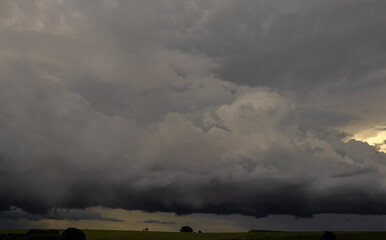 Dark clouds and rainy over the rural area Brazil