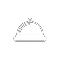 Fototapeta premium Simple outline icon of a food cloche or serving dome, symbolizing catering, restaurant, and dish presentation.