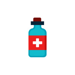 Obraz premium Medical bottle with red cross symbol representing health, care, pharmacy, and first aid supplies