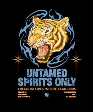 A streetwear design for those who refuse limits and move with fearless energy with tiger head illustration and slogans