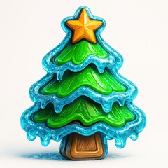 Stylized Christmas Tree with Icy Texture star frost