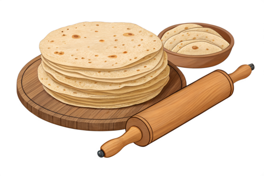 Fresh Chapati Stack Board, Homemade Indian Flatbread