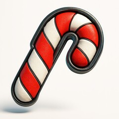 Textured Candy Cane Number 9 with Red and White Stripes