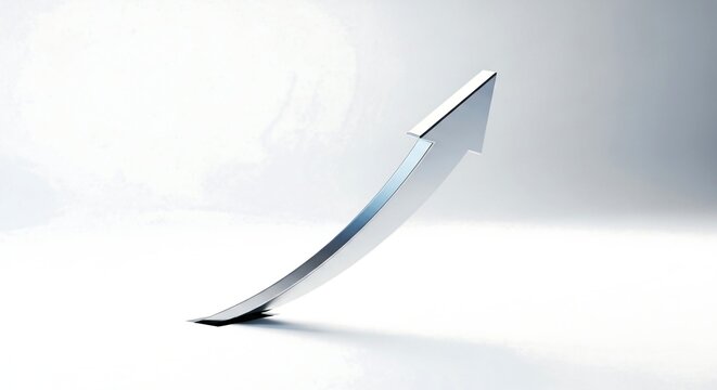 Silver Arrow Pointing Upwards Symbolizing Growth and Success in Business and Finance with Modern Background for Presentations