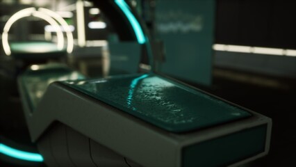 In a modern space, unique surfaces shimmer with soft luminescence, creating an otherworldly atmosphere. The design offers a glimpse into innovative architecture and technology.