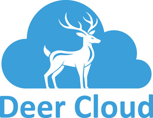 Cloud deer logo template modern flat design deer cloud creative animal logo design inspiration