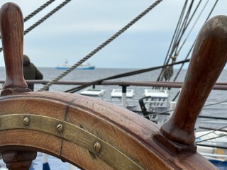 antique sailboat steering wheel