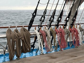rigging of a sailboat against the sea