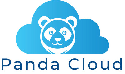 Panda cloud logo design concept, modern cloud storage sign, digital hosting company identity illustration
