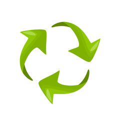 Recycle arrows icon, recycle symbol icon, green sustainability cycle symbol, flat vector illustration