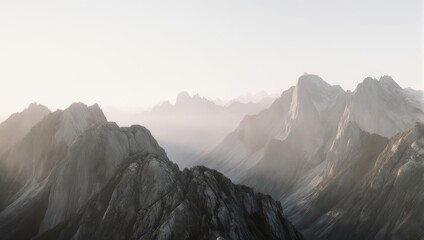 Misty Mountain Range - A Serene Landscape of Peaks and Valleys.