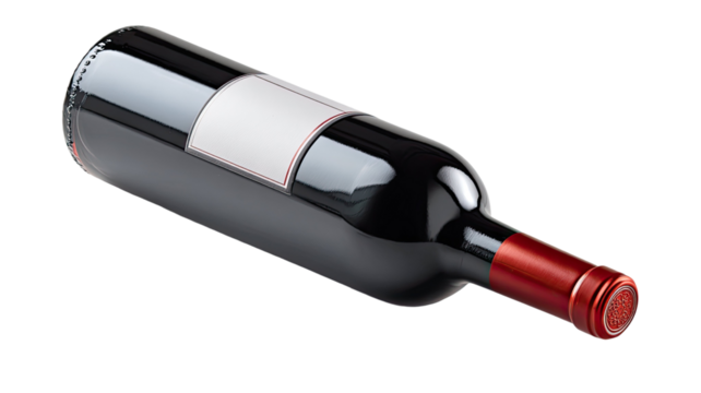 Classic bottle of wine with cork and elegant shape showing rich color and fine beverage details on white background