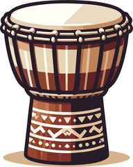 African Djembe Drum Vector Illustration with Bold Tribal Pattern
