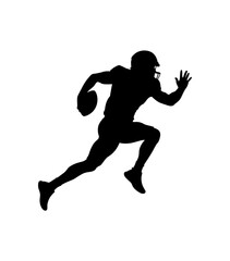 Silhouette of an american football player in motion running with the ball conveying speed and athleticism
