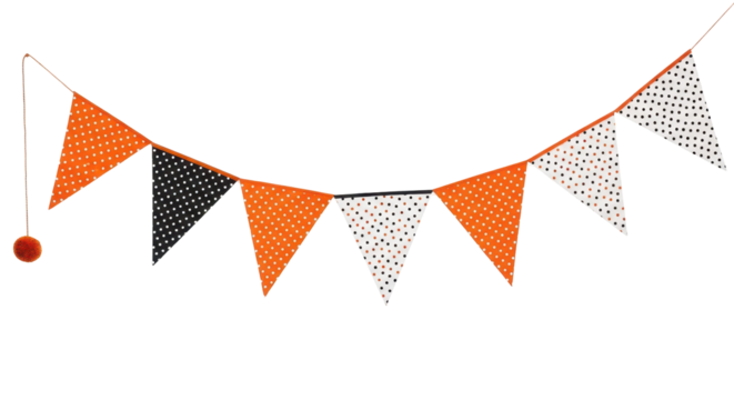 Festive Garland of Cheer: A colorful pennant garland with a charming pom-pom detail, perfect for adding a touch of whimsy and joy to any celebration. 