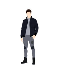 Flat vector people and illustration, man with casual outfit