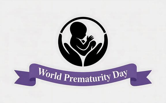 World prematurity day illustration depicting a baby held gently in caring hands symbolizing support and awareness