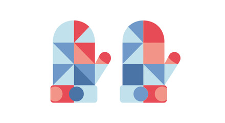 Modern Geometric Mittens Illustration Cozy Winter Fashion and Design Elements