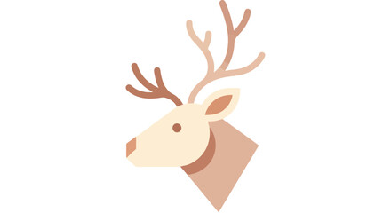 Minimalist Flat Design Reindeer Icon for Festive Winter Holidays Christmas Marketing