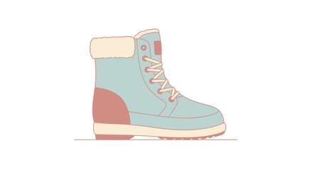 Cozy Light Blue Winter Boot with Fur Lining Isolated Flat Illustration