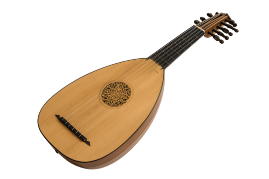 High-quality image of a traditional pear-shaped lute, representing history, European culture, and the performing arts.